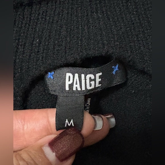 Paige black wool turtleneck with open chest detail. Long sleeve sweater. - Picture 7 of 16